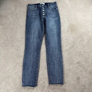 Stonefield Women’s Conrad High Rise Skinny Ankle Button Fly Raw Hem Size 28x27